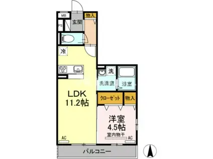 コルノリザイア(1LDK/3階)の間取り写真