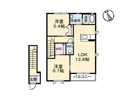 メゾン・グランディ 弐番館(2LDK/2階)の間取り写真