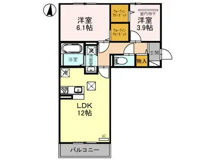 パレスバレイ五色山(2LDK/3階)の間取り写真