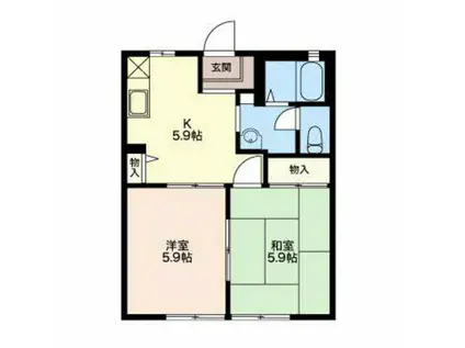 フレグランス相川 B(2DK/1階)の間取り写真