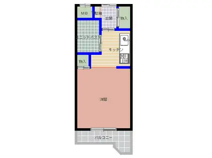 ヒルズ自由ヶ丘(ワンルーム/2階)の間取り写真