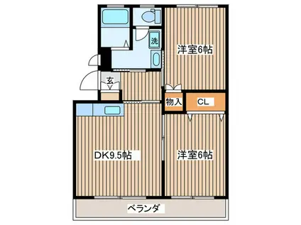 グランドパレス松山(2DK/2階)の間取り写真