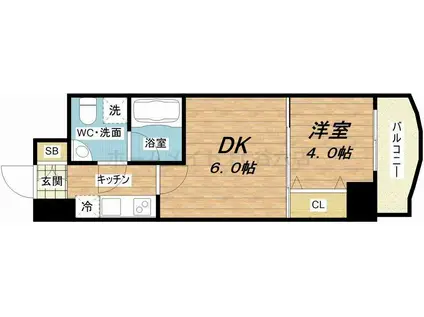 ミュプレ北浜イースト(1DK/8階)の間取り写真