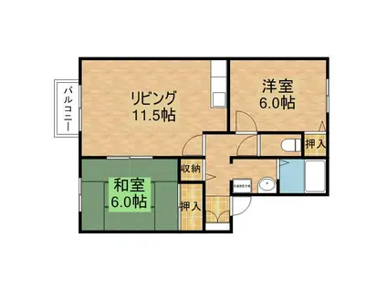 グレイス田の浦(2LDK/2階)の間取り写真