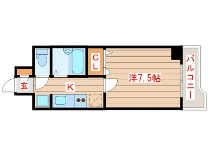 晩翠ウイングビル(1K/8階)の間取り写真