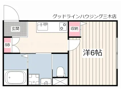 SUNRISE三木(1K/1階)の間取り写真