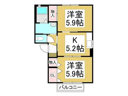 エスポワール 秋桜(2K/1階)の間取り写真