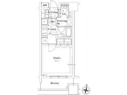 パークアクシス御茶ノ水(1K/2階)の間取り写真
