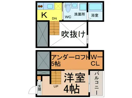 シェルト氷室(1K/2階)の間取り写真
