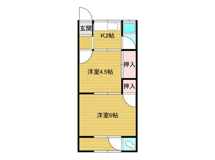 浜口荘(2K/2階)の間取り写真