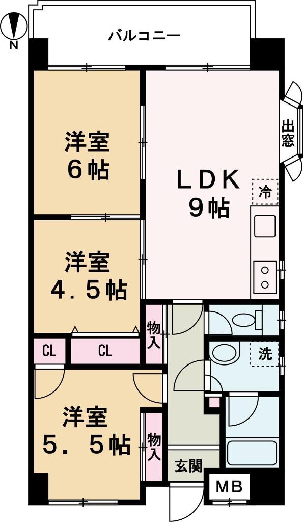 リーベンハイツ(3LDK/1階)の間取り写真