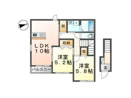 ビアン ストリーム(2LDK/2階)の間取り写真