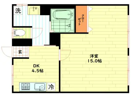 此花マンション(1DK/1階)の間取り写真