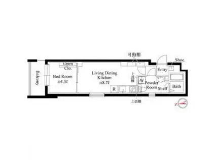 CASA PIAZZA 二子玉川(1LDK/2階)の間取り写真