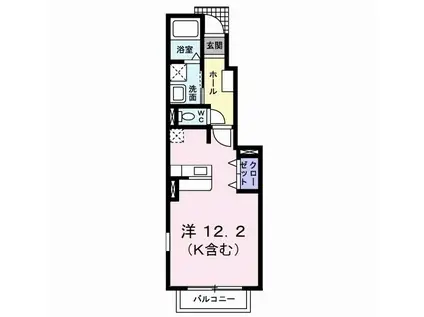 カレントハウス(ワンルーム/1階)の間取り写真