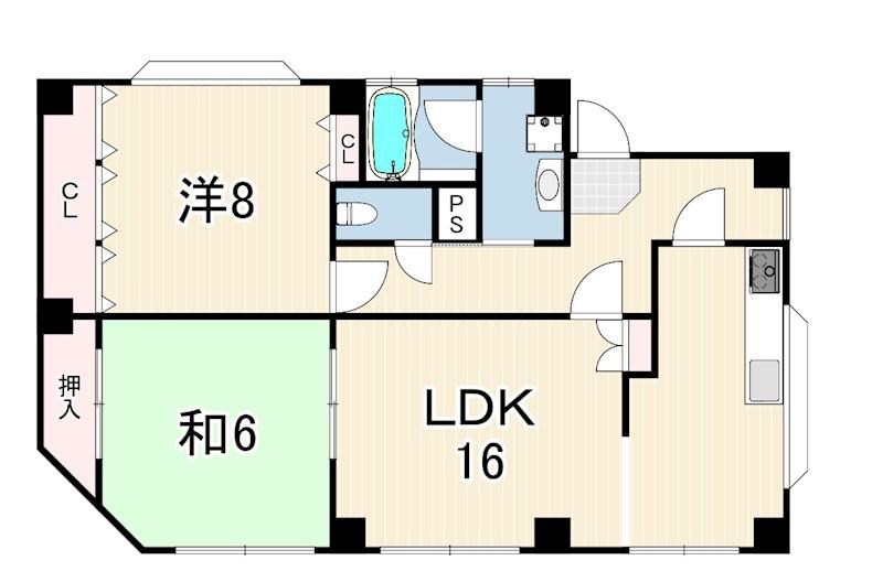 さつきビル(2LDK/3階)の間取り写真