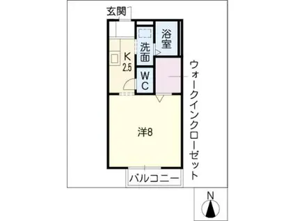 クオリア(1K/2階)の間取り写真