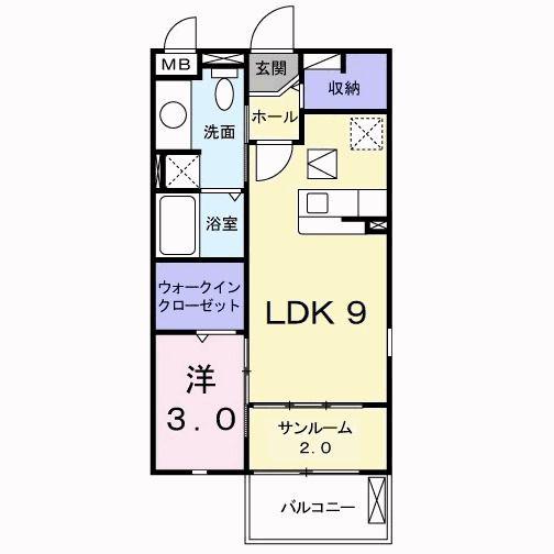 CLAIR N(1LDK/1階)の間取り写真