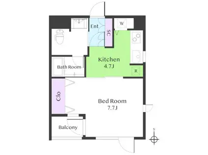 VITA旗の台(1K/3階)の間取り写真