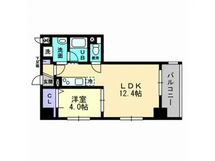 アーバン道後今市(1LDK/2階)の間取り写真
