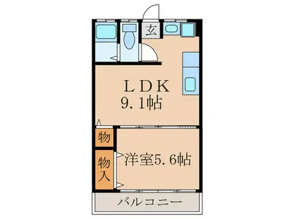 グリシーヌ桃山南(1LDK/1階)の間取り写真