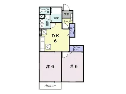 サニーパークB(2DK/1階)の間取り写真