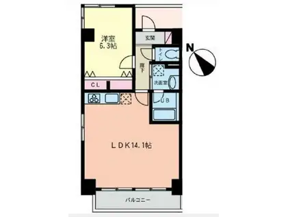 グランドゥール(1LDK/2階)の間取り写真