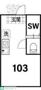 TOKYOβ西浦和(ワンルーム/1階)の間取り写真