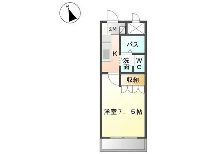 ゼン・アムール(1K/1階)の間取り写真