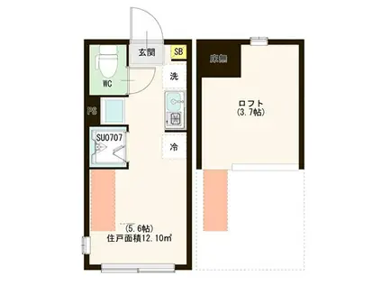 THE LEX OJI(ワンルーム/2階)の間取り写真