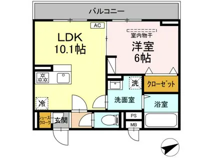 シャトー アヴニール 調布(1LDK/3階)の間取り写真