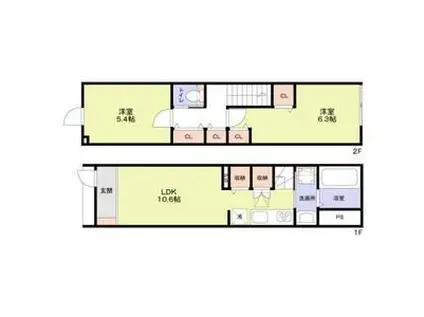 テラスハウス井荻(2LDK/1階)の間取り写真