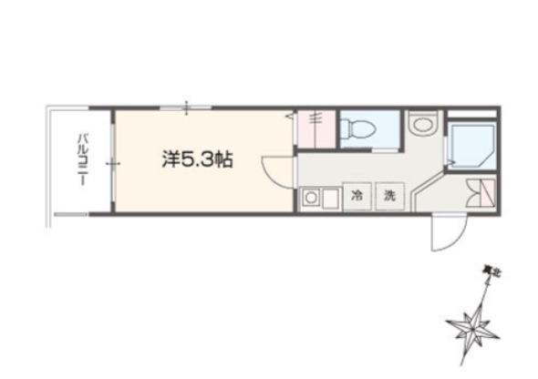 MELLAS武蔵浦和(1K/3階)の間取り写真