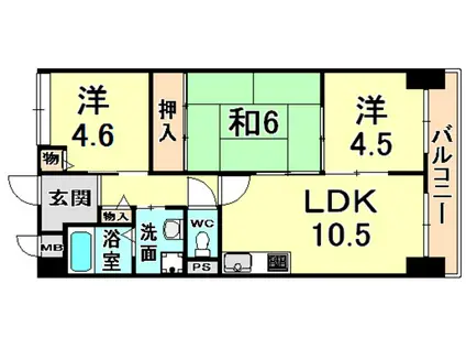 ネオデンクマール1号館(3LDK/3階)の間取り写真