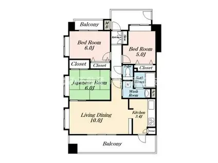 ドゥエスパス(3LDK/7階)の間取り写真