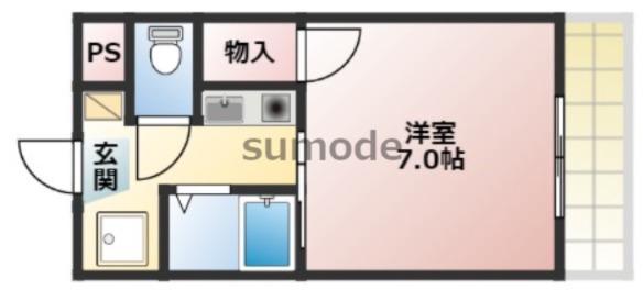 ローズインローズ2(1K/2階)の間取り写真