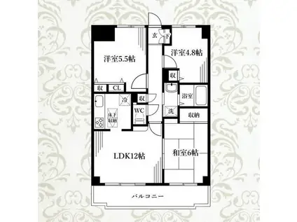 パークコート小金井(3LDK/1階)の間取り写真