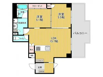 シャトー橿原(2LDK/4階)の間取り写真
