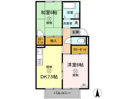 ヴィレッヂ箕島(2DK/2階)の間取り写真