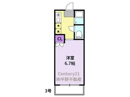 グランジュテ矢取(ワンルーム/2階)の間取り写真