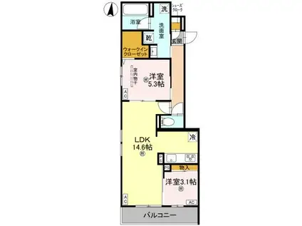 クラシスト三津屋南(2LDK/3階)の間取り写真