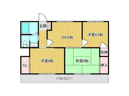 めぞんたきがわ(3DK/1階)の間取り写真