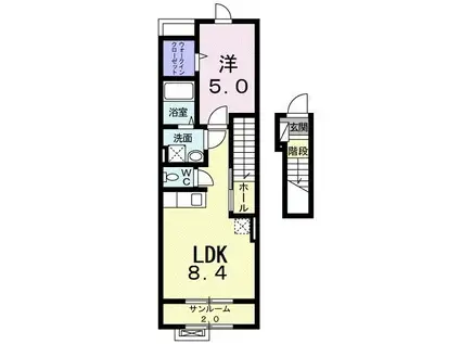ルピナス(1LDK/2階)の間取り写真