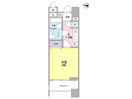 ロネスタR文京護国寺(1K/5階)の間取り写真