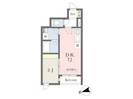 FLORAISON台原(1DK/1階)の間取り写真