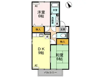 セジュールASO(2DK/1階)の間取り写真