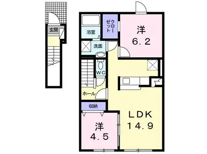 シャイニスターVII(2LDK/2階)の間取り写真