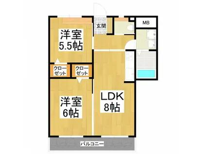 ヴィスタシア(2LDK/3階)の間取り写真