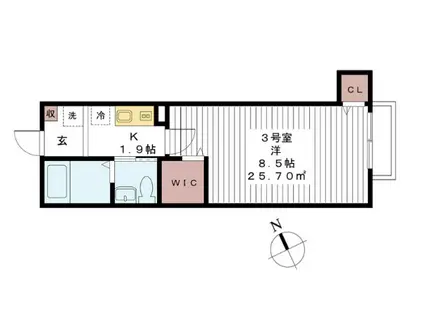 グレイスヴィラ新松戸(1K/2階)の間取り写真