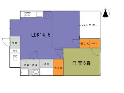 福島ビル(1LDK/4階)の間取り写真